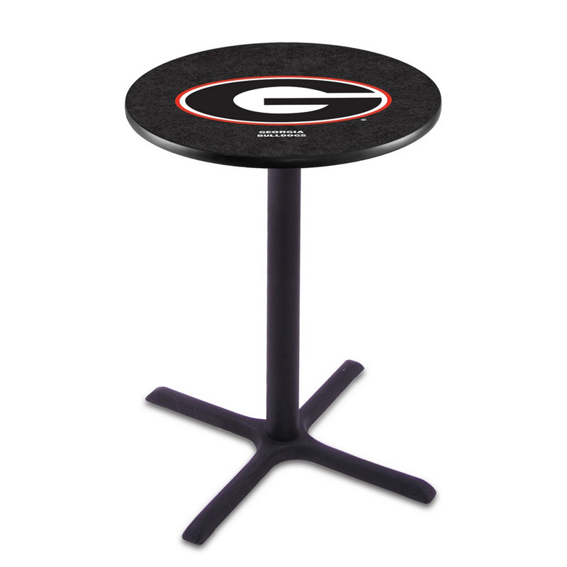 NCAA Round Metal Base Dining Table, University of Georgia - Bulldog Logo