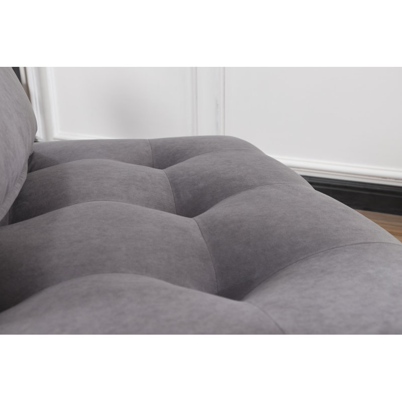 Chaise longue en velours de 105,41 cm de large, Velours gris foncé