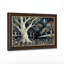Art mural sur toile avec arbres stylisés et fleurs sauvages sous le croissant de lune-133046383