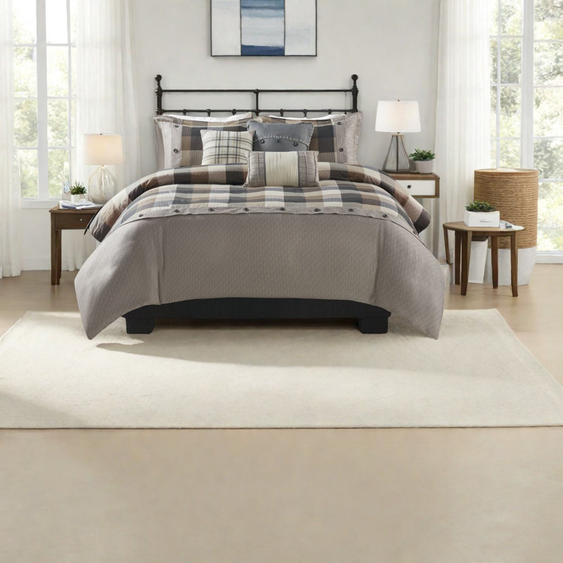 Comfortable King Bedding Sets, Polyester Herringbone Farmhouse Style For Home
