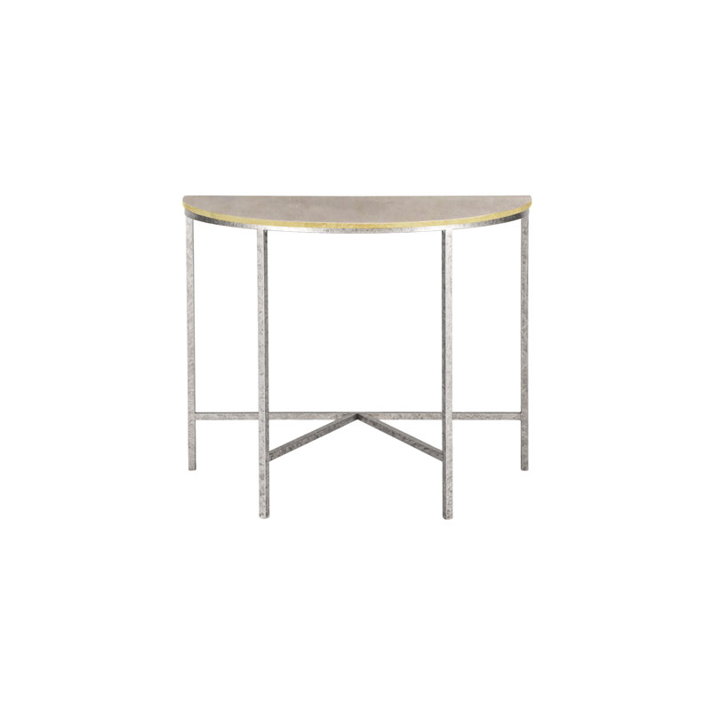 Vermont 38'' Console Table, Royal Silver, Lite Travertine