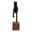 Sculpture élégante de cheval sur un socle en bois - objet de décoration pour bureau ou salon - 12 po, noir et brun
