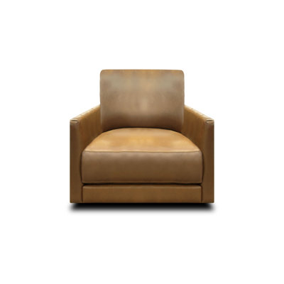 Fauteuil club pivotant contemporain 100% cuir fleur Raffa