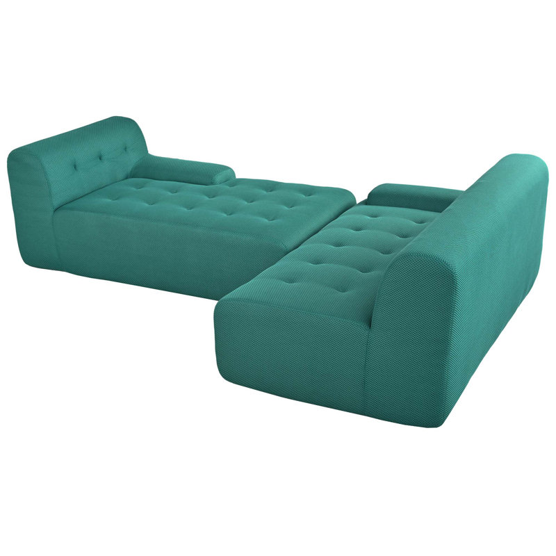 Minimalist L-Shaped Modular Sofa with Versatile Combos for Various Spaces, Green Polyester