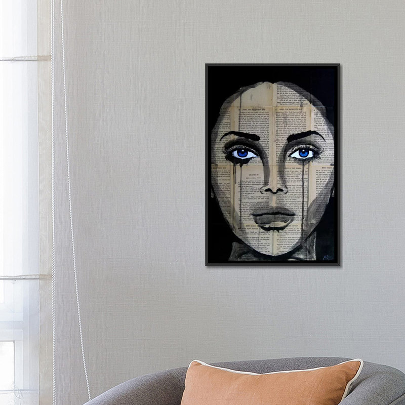 «Eyes», impression sur toile tendue, H 26 po x l 18 po x P 1,5 po, Toile avec cadre noir, Pas de tapis