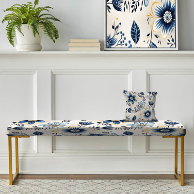 Fleurs gracieuses antiques - Banc rembourré floral doré
