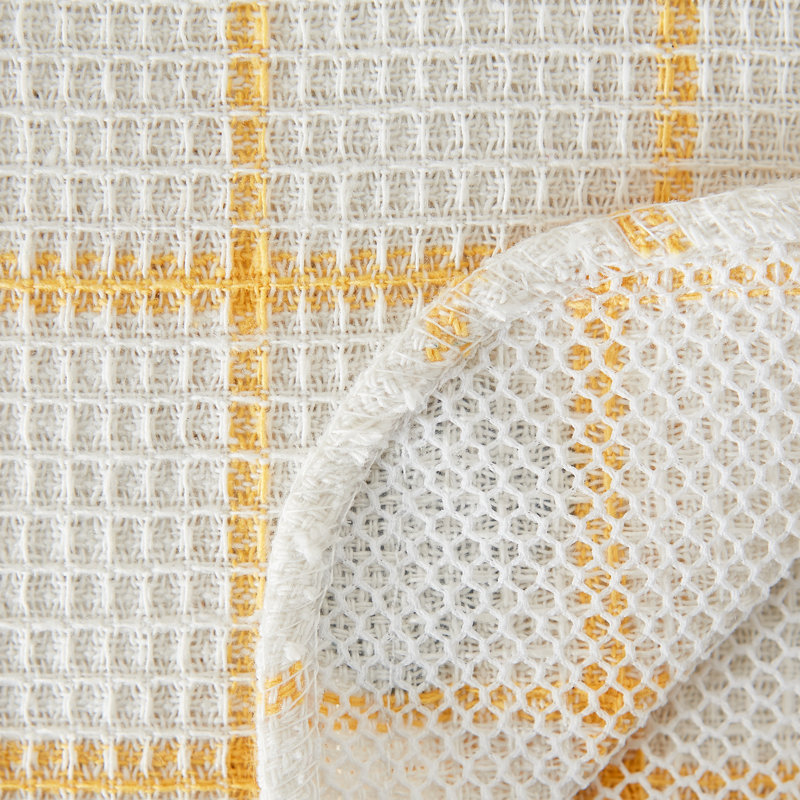 Checkered Waffle Dish Cloth Kitchen Towel, Yellow