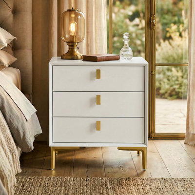 3-Drawer Modern Nightstand With Metal Legs