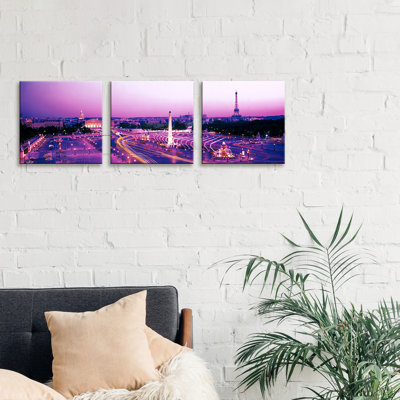 Dusk Place De La Concorde - No Frame Panoramic Print on Canvas
