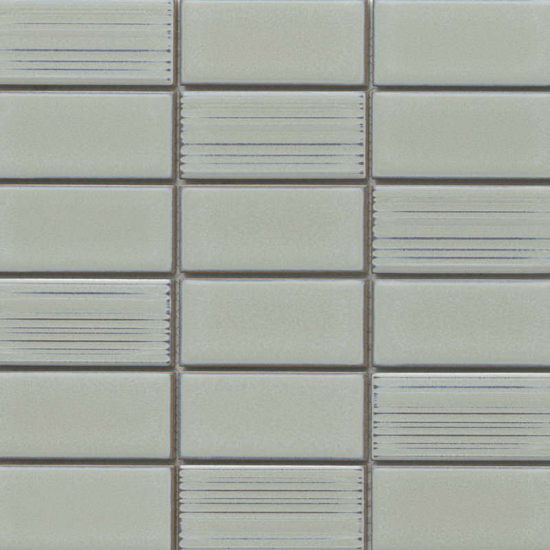 Nagara™ 11" x 11" Ceramic Grid Mosaic Tile, Silver