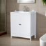Meuble-lavabo blanc de 30 po avec plateau en céramique et rangement pour porte