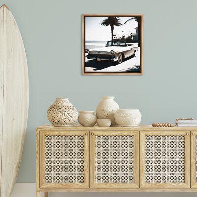 California Cruise Antique Car Grey Framed Floater Canvas Wall Art by Noah Bay