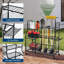 Rangement pour outils de jardin avec roues et panier, support de rangement pour cour et garage autoportant avec 6 tablettes