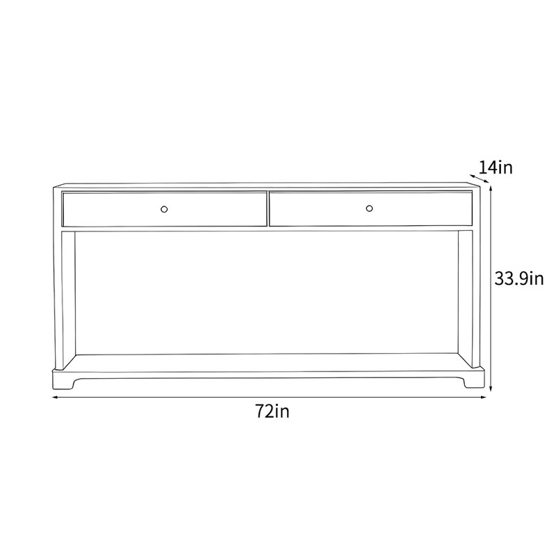 Console rétro style français, Marron foncé, H 33,9 po x l 72 po x P 14 po