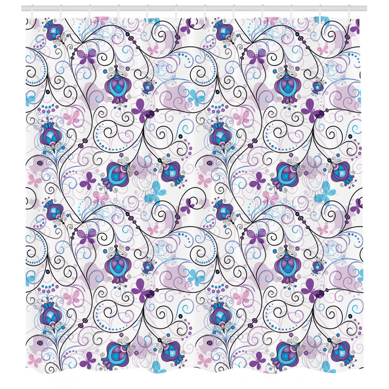 Floral Shower Curtain with Hooks Included, 70" H x 69" W