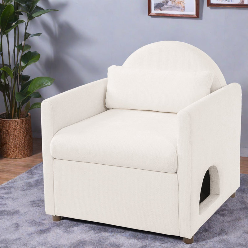 Fauteuil d'appoint avec accoudoirs en bois beige, Pet Home