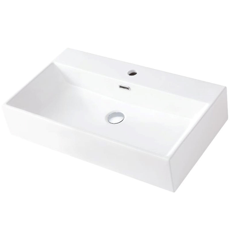 Lavabo de salle de bain vasque rectangulaire blanc en porcelaine vitrifiée