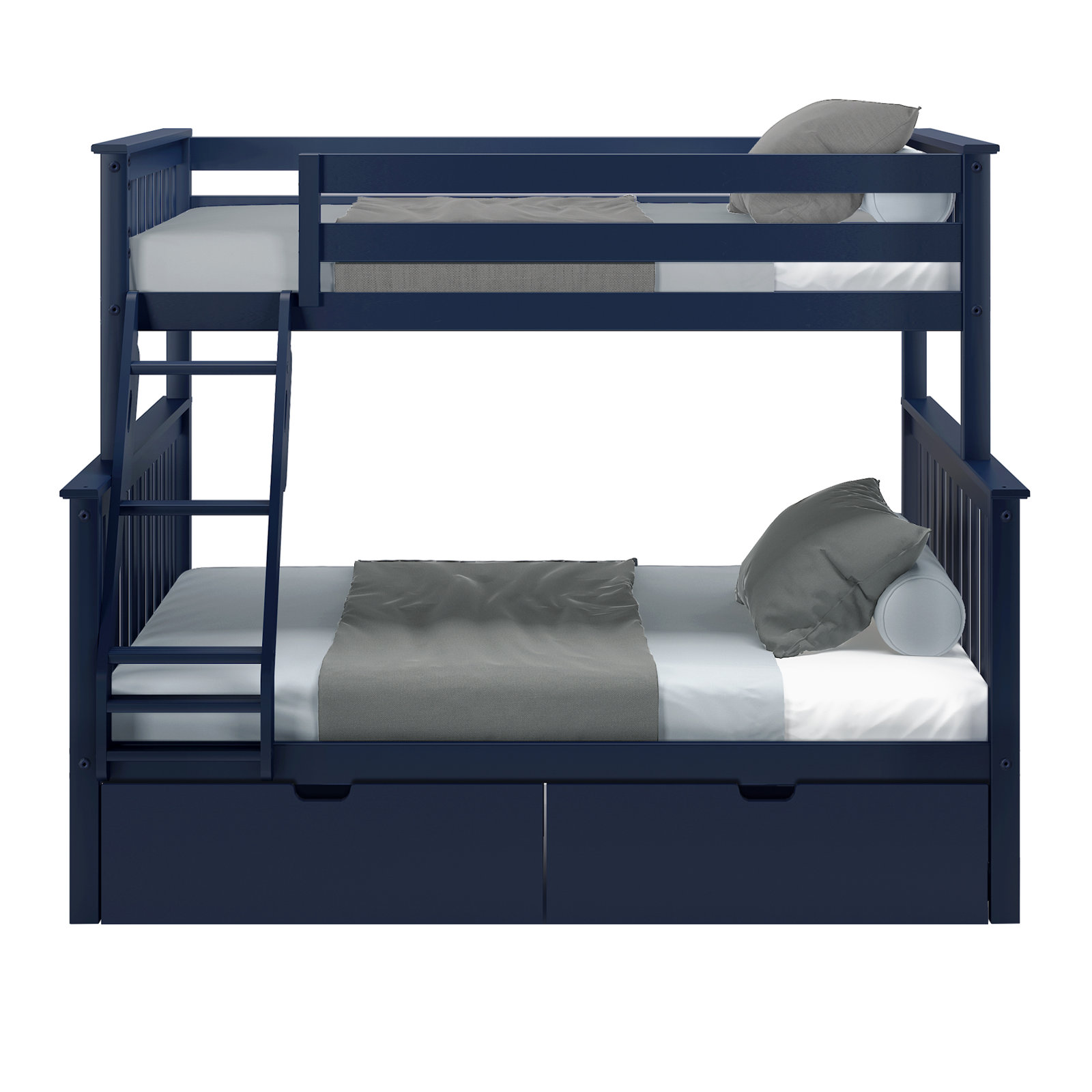 Bolles Bunk Bed with Drawers, Twin over Full, Blue