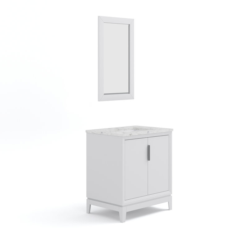 Elizabeth 30" Single Bathroom Vanity Set with Mirror, Pure White