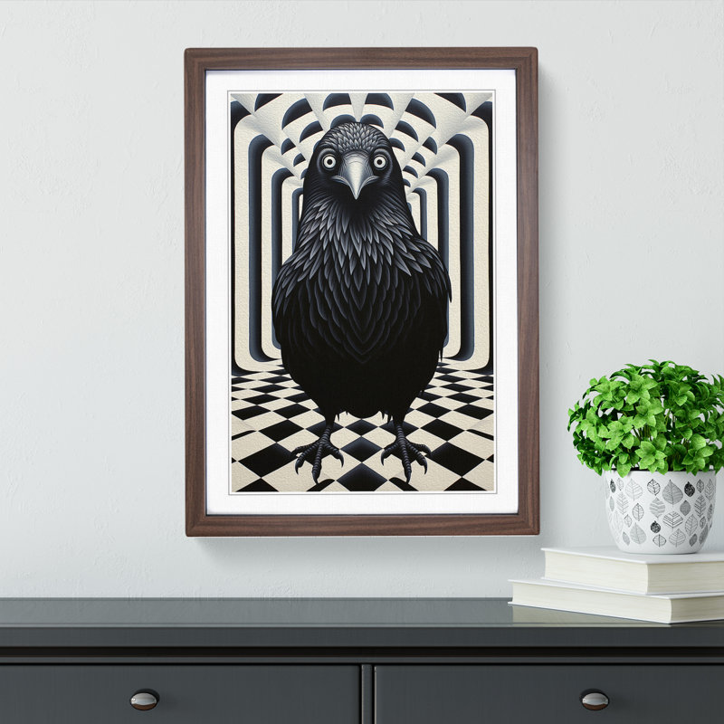 Single Picture Frame Print on Wood, 64cm H x 46cm W, Walnut Framed