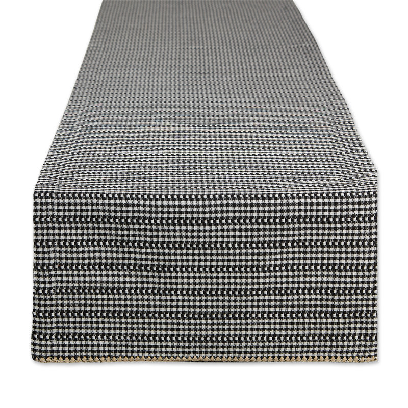 Pinard Gingham 100% Cotton Table Runner, 108" x 14", Black
