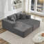 Canapé-lit double gris en velours côtelé 106 po, sans assemblage, 2 sièges, mi-moelleux, moderne pour les espaces de vie, canapé modulaire, siège profond, velours côtelé, espaces principaux-1426011515