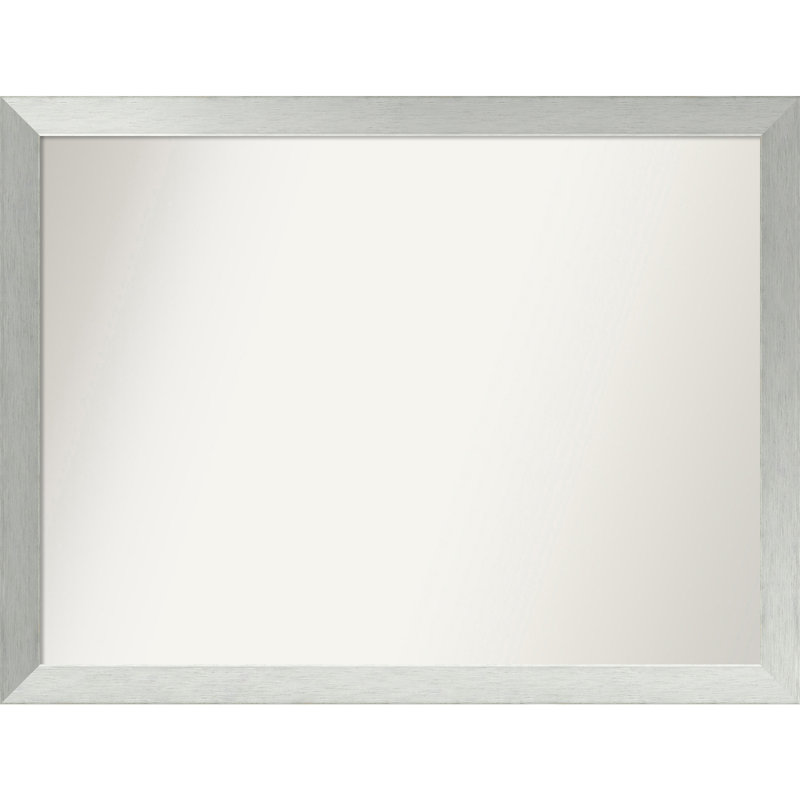 Miroir de salle de bain mural en argent brossé sans cadre, Rectangle, 35 po x 46 po