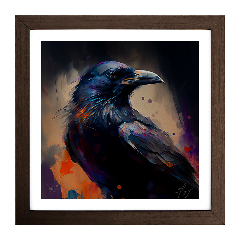 Raven Gestural - Framed Print, Walnut