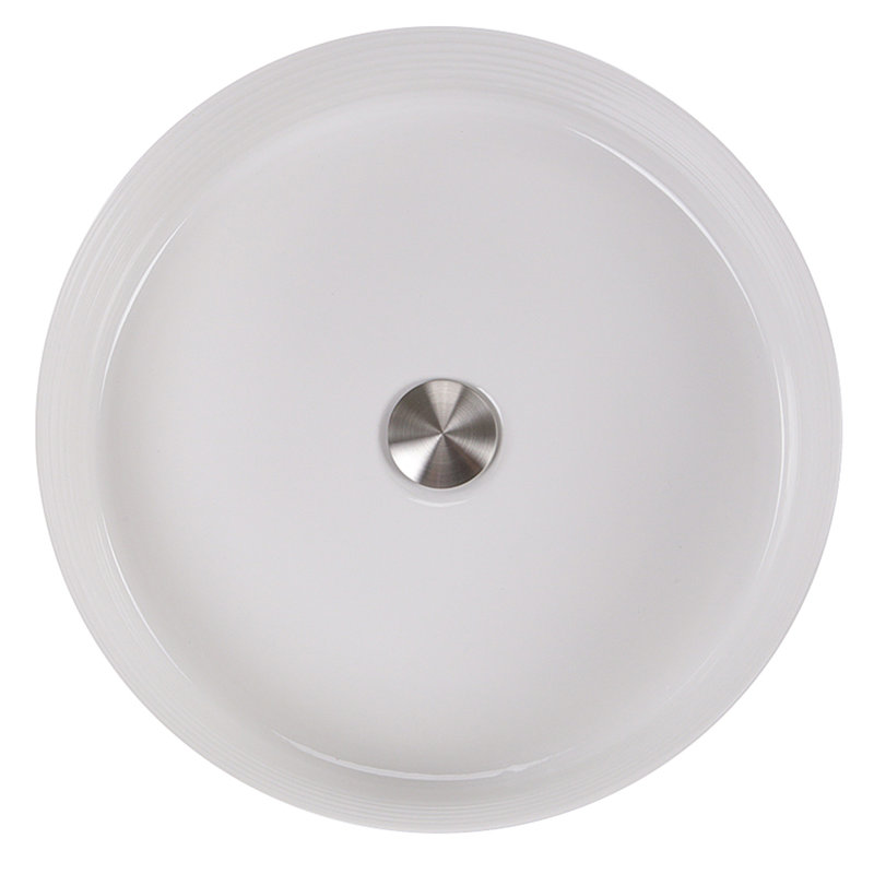 16'' White Fireclay Round Vessel Bathroom Sink