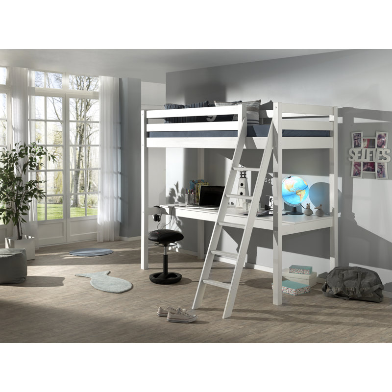 Pino European Single (90 x 200cm) Loft Bed, White