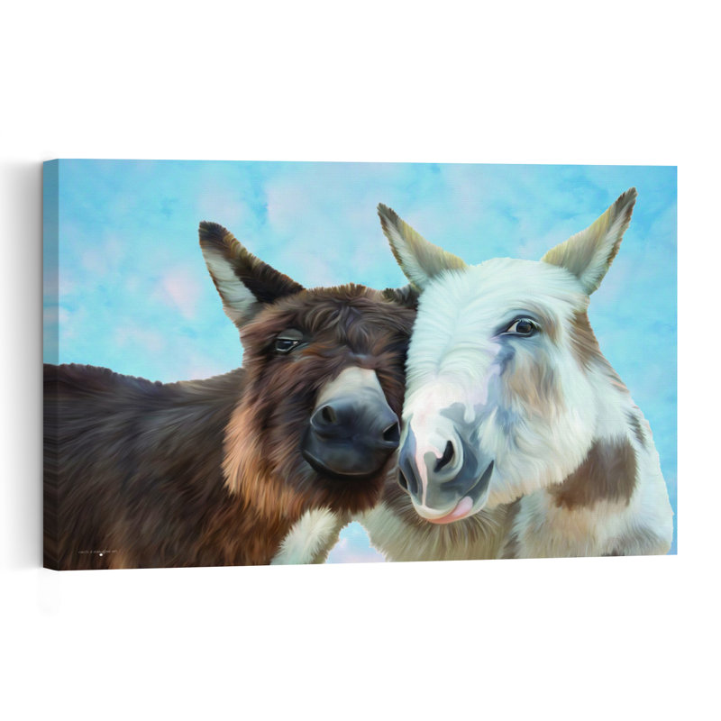 Blue Sky Buddies, affiche murale abstraite et contemporaine représentant des animaux et la nature, H 40 po x l 60 po