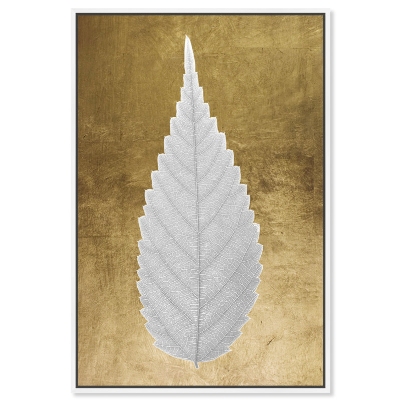 " Leaf In Gold II ", 24" H x 16" W, White Framed Canvas