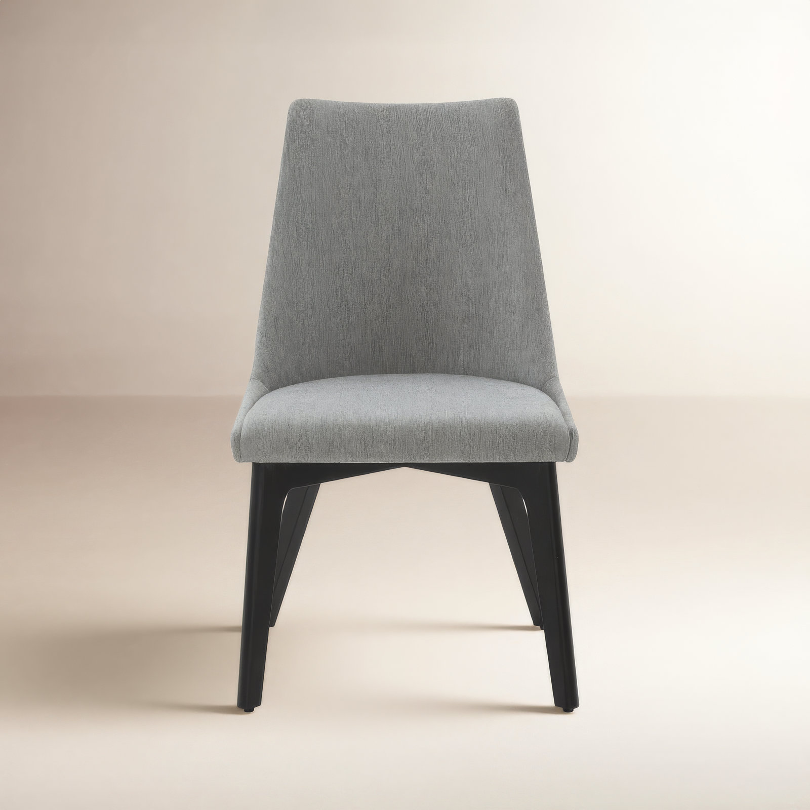 Emestina Linen Dining Chair, Black Frame/Gray Cushion