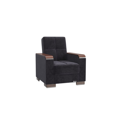 Fauteuil rembourré avec garniture en bois rembourré avec rangement Modern Zenaero