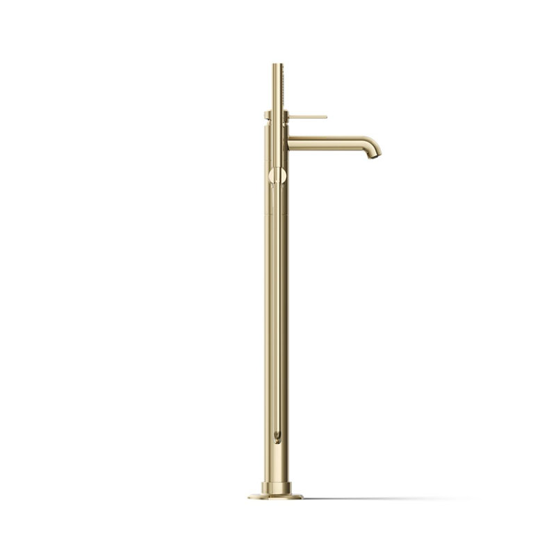 Garniture de robinet de baignoire à fixer au sol avec douche à main occasion, Or éclatant de style français
