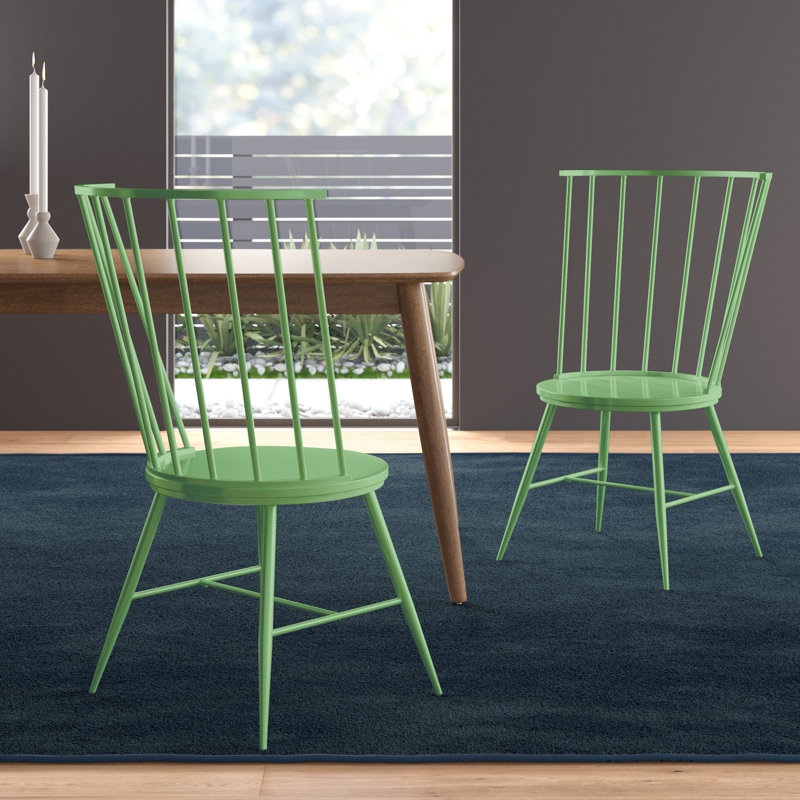Chaise d'appoint en métal à dossier à lattes Kennamer, Pré vert