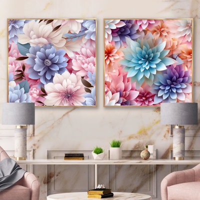 Meranda - Ensemble de 2 collages carrés floraux