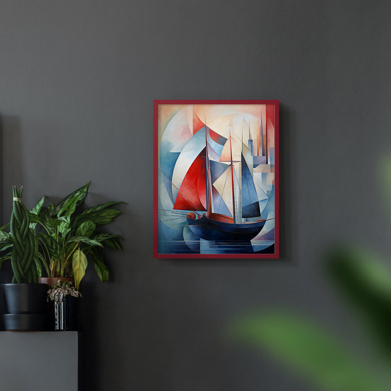 Série NAUTICAL CDI - reproduction encadrée de qualité supérieure - prête à être accrochée - aucun clou requis, Rouge