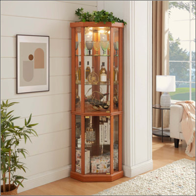 Vitrine d'angle vitrée d'angle pour vitrine de coin, vitrine d'angle pour le salon, armoire vitrée, collection Antique, vin et bar