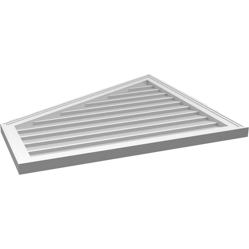 Half Peaked Left Surface Mount Signature Urethane Non-Functional Gable Vent 6/12 Pitch Primed Tan, 32" H x 34" W x 1.5" D
