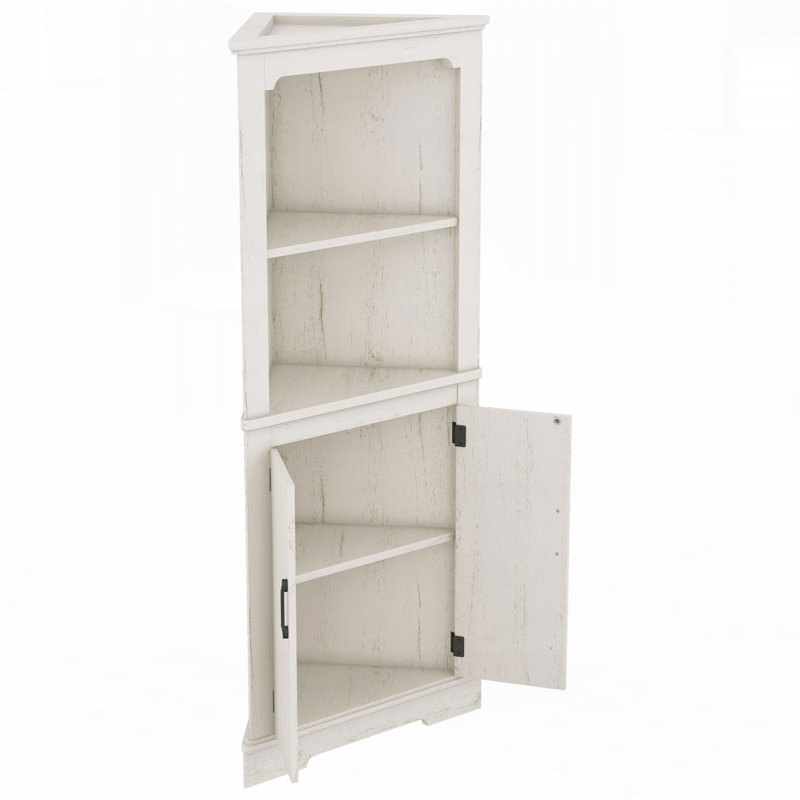 4-Door Wood Cabinet with Adjustable Shelves, Beige