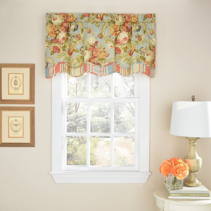 Waverly Spring Bling Floral Cotton Scalloped 52'' W Window Valance ...