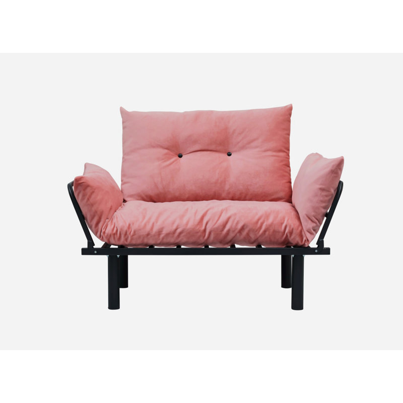 Renso 49'' Upholstered Futon Chair, Orange Fabric