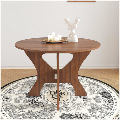 43 in Folding Dining Table for Small Spaces, MDF Table with Walnut Veneer, Space Saving Foldable Kitchen Table for Indoor and Outdoor Use