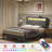 Neavins Bed Frame with Storage Headboard & LED Light, Upholstered Bed Frame with Charging Station-429366112