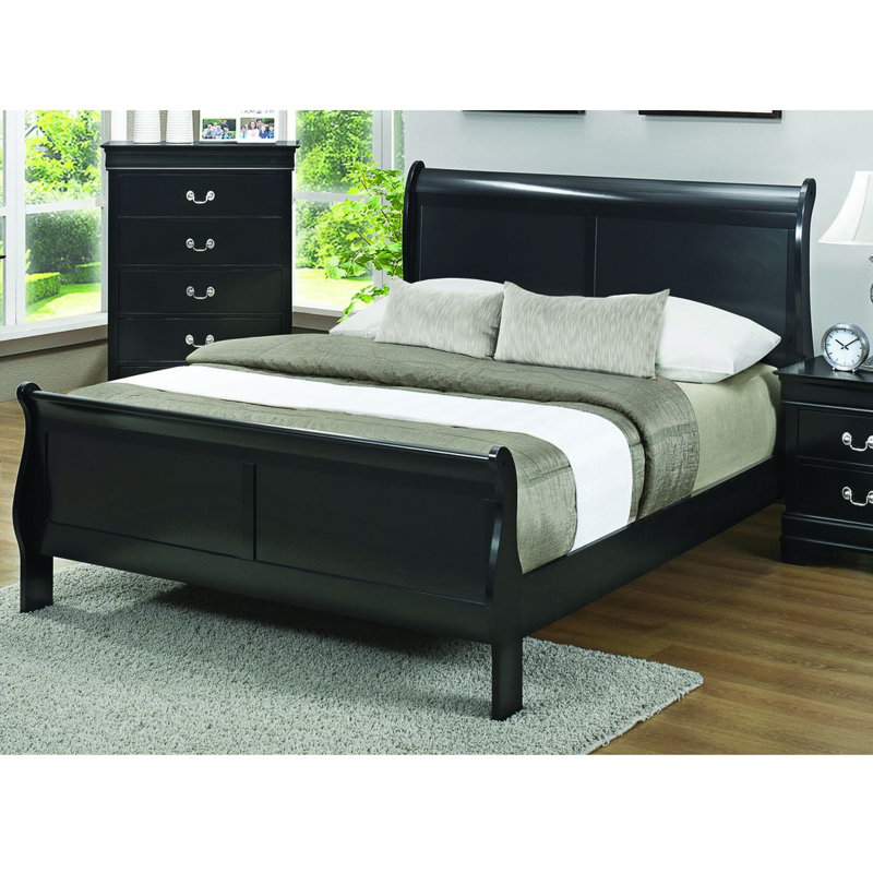 Millsaps Sleigh Bed, Cappuccino, Queen