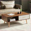 Table basse de salon en noyer avec tiroirs, pieds robustes en bois massif - L 41 po x l 21 po x H 16 po
