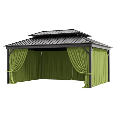 16X12 Ft. Outdoor Gazebo Curtains 4-Panels Polyester Side Wall For Gazebo, Only Curtains