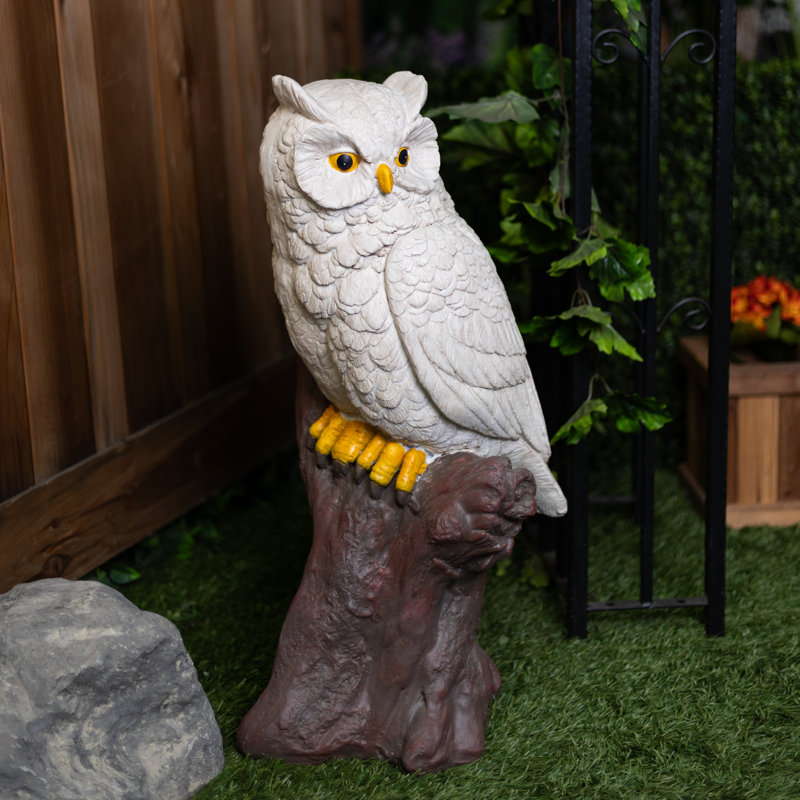 28"H Owl on Tree Trunk Garden Statue