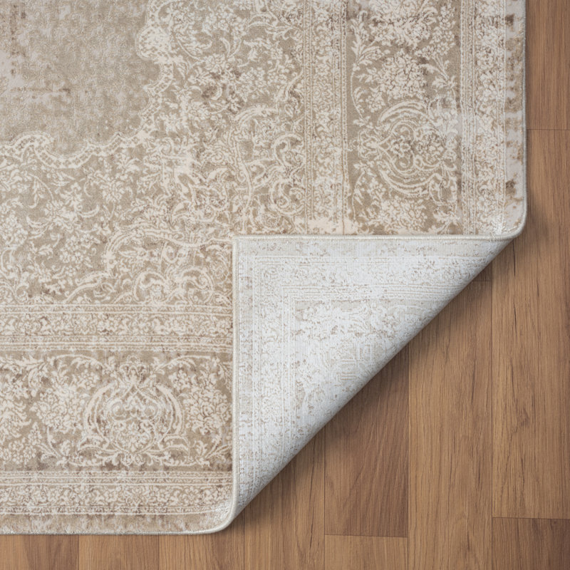 Tapis ivoire / beige Guenter, Rectangle de 10 pi x 14 pi